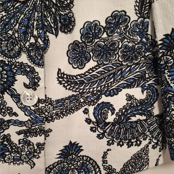 Talbots Elegant Blue Paisley Blazer EUC Womens Size 8 - Picture 3 of 7